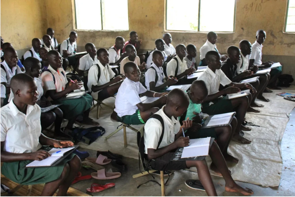 children using seatpacks at Alijoda Primary School